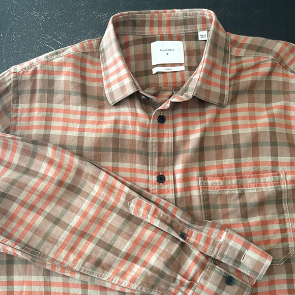 Billy Reid Men’s Tuscumbia Long sleeve button down Shirt. Medium. Tan/Orange - Picture 3 of 6